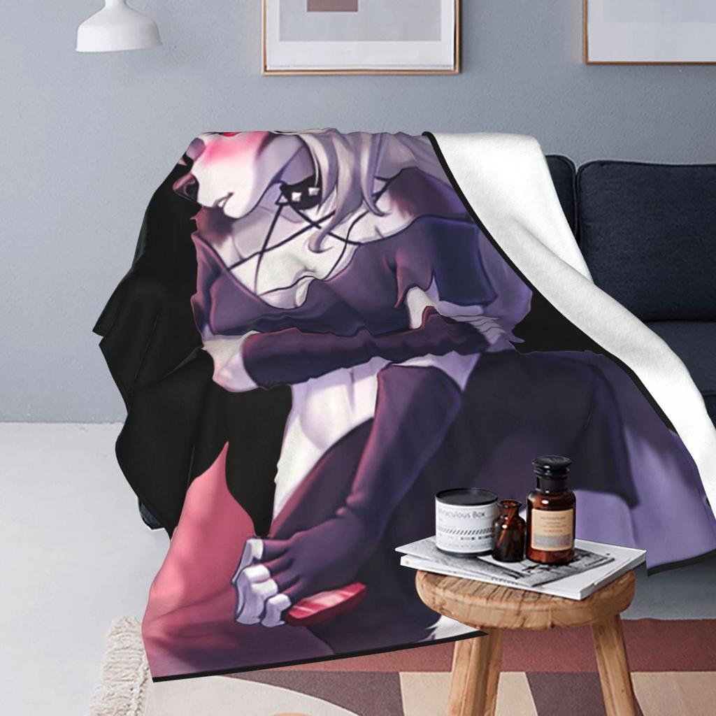 Shy Loona Flannel Throw Blankets Helluva Anime Blanket for Home Bedroom Soft Bedspread