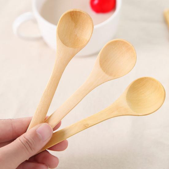 6Pcs Kitchen Mini Wooden Coffee Soup Porridge Spoon Teaspoon Seasoning Utensils