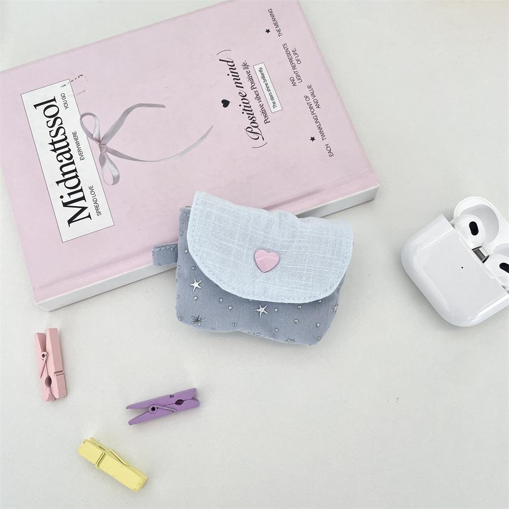 Fashion Mini Earphone Storage Bag Snap Button Sequined Stars Bluetooth Headset Case Coin Purse for Women Girls
