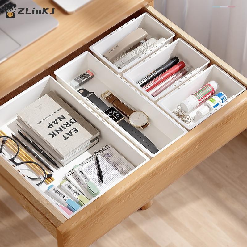 Stackable Drawer Organizer Extendable Plastic Tray Adjustable Size Durable for Office Desk Kitchen Save Space