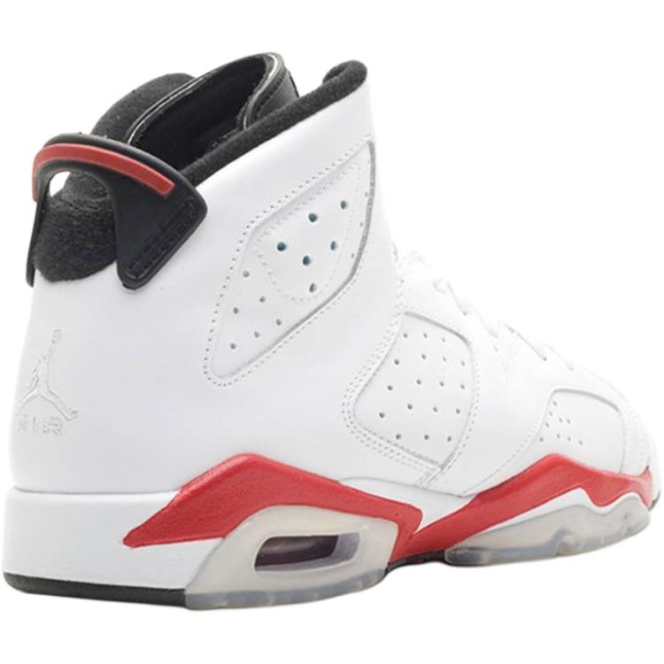 Jordan Air Jordan 6 Rings Slip Resistant Abrasion Resistant High Top Children's Basketball Shoes White Red Teenagers 384665-102