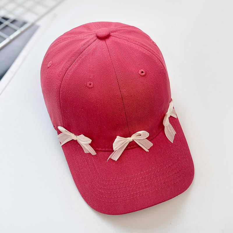 Bow Baseball Cap Female Sweet Versatile Wide Brim Sunscreen Peaked Cap Show Face Student Sun Hat