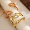 3 Pcs/Set Exaggerated Geometric Bangle Metal Women's Hand Bracelet Delicate Bracelet Set  Women