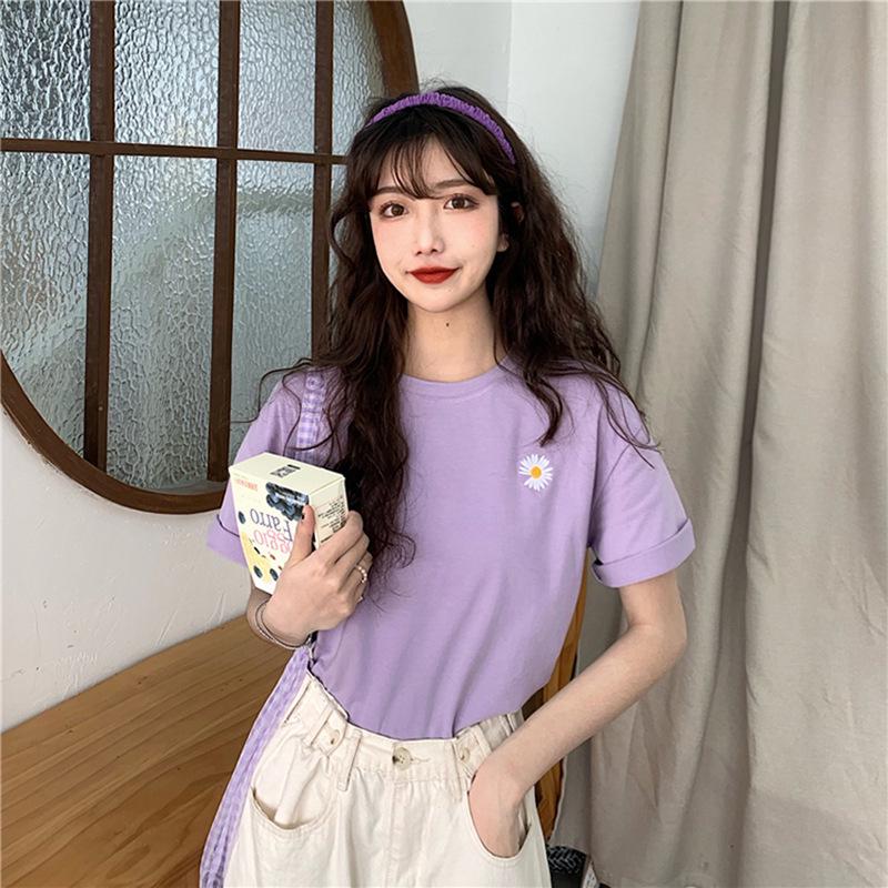 Chrysanthemum Short-sleeved T-shirt Women's Trendy Loose Summer New Women's Loose Plus-size Student Top