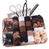 1109pcs Medela Color Series Casual Style Hair Tie Set, Including Dark Earth-tone Hair Ties and Seamless Hair Ties, Hair Elastics and Styling Tools