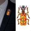 Rhinestone Beetle Brooches Cute Shine Pins for Weddings Suit Clothes Orange