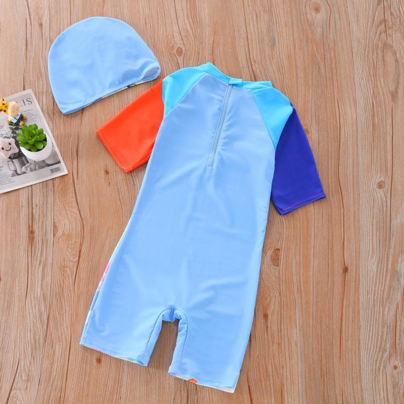 UPF50+ Boys' Cartoon One-Piece Swimsuit for Kids - Sun Protection for Hot Springs & Pools