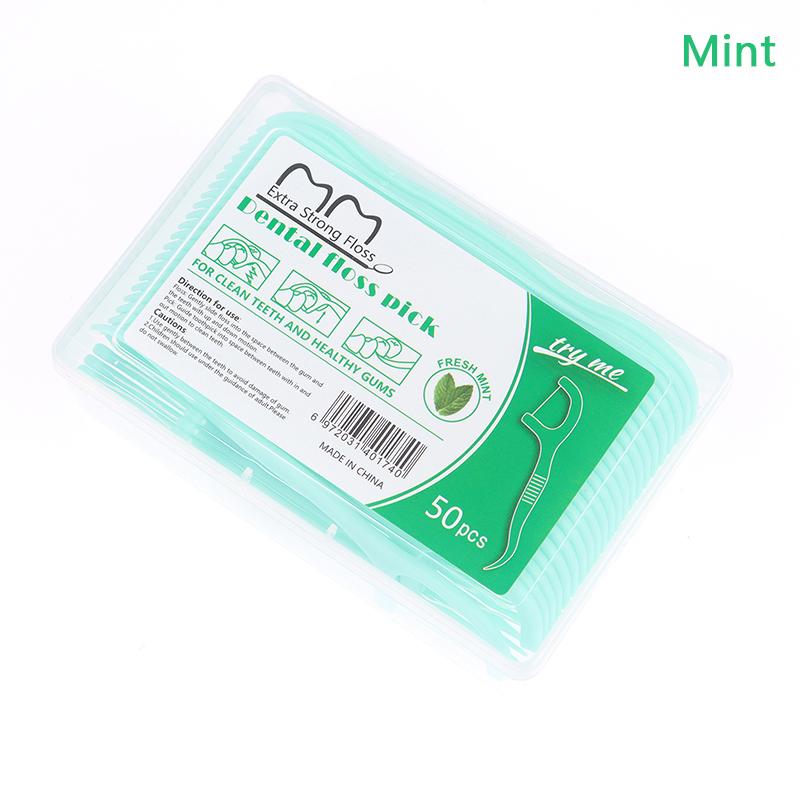 50Pcs Dental Floss Interdental Brush Teeth Tooth Clean Stick Oral Hygiene Fruit