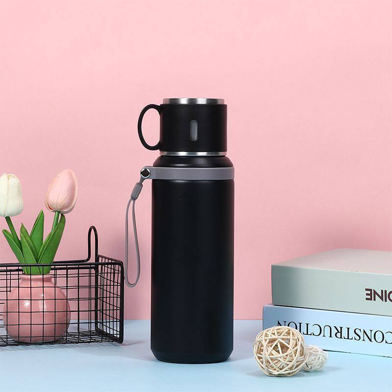 Stainless Steel Thermos Cup with Handle Portable Lifting Rope Water Cup Student Outdoor Vacuum Leak-proof Cup Printed Logo