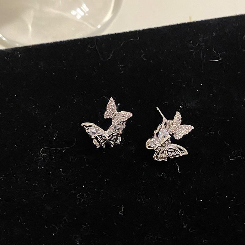 Französische Stil Silber Nadel Schmetterling Zirkonia Ohrstecker - Trendiger High-End Modeschmuck