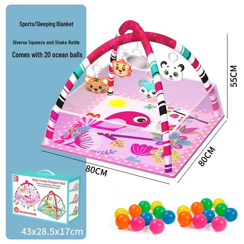 Grenzüberschreitender Baby-Laufstall & Fitnessrahmen: Früherziehung Ozean Krabbelmatte & Bällebad Spielzeug für 0-18 Monate.