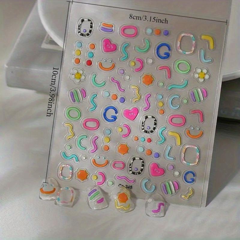 5D Embossed Jelly Nail Stickers - 3D Candy Colorful Floral & Heart Designs, Self-Adhesive Plastic Nail Art Decals for Hands, Feet, DIY Manicure