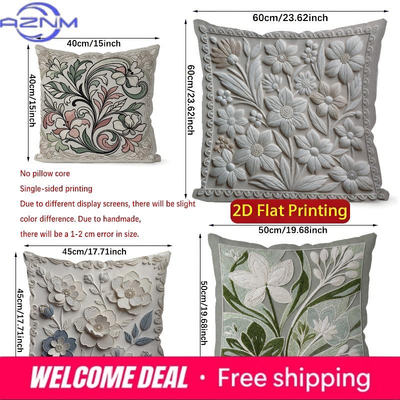 2D Floral Pattern Decorative Digital Printed Pattern Cushion Cover Suitable For Sofa Bedroom Car Pillow Cover