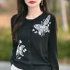2025 Spring/Summer Women's Butterfly Intarsia Knitted Wool Cardigan – Loose Fit, Round Neck, Long Sleeve