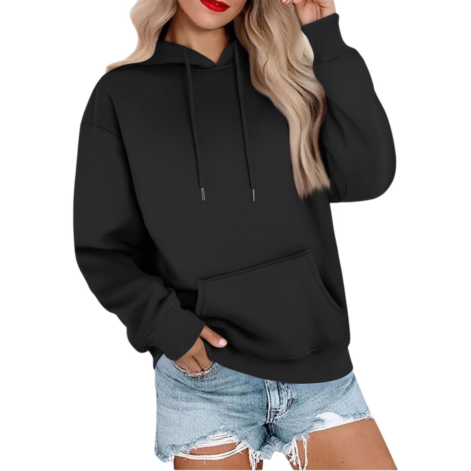 

Женская повседневная свободная спортивная толстовка с капюшоном и рукавами реглан из гладкой ткани XXL чёрный