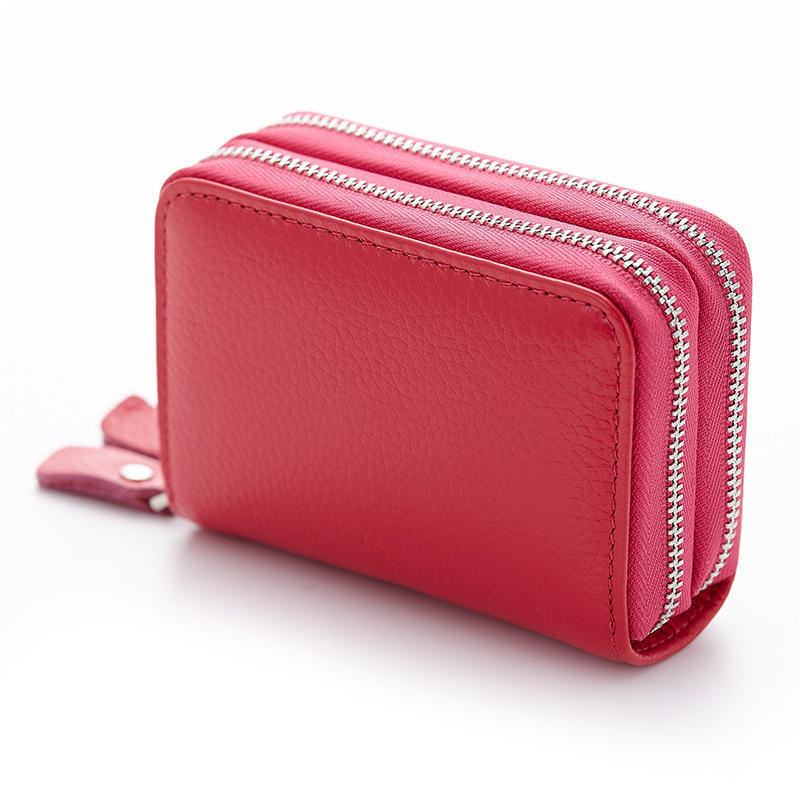 New card bag wholesale organ card bag card cover double zipper card bag multi-card position first layer cowhide change bag