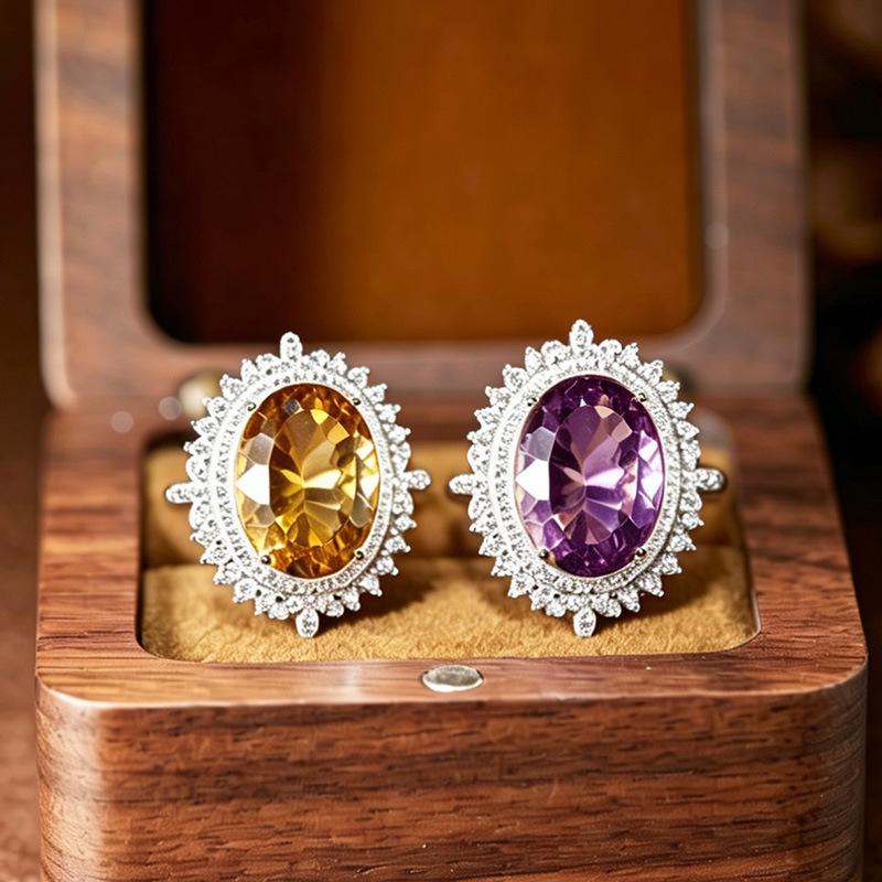 Millennial Cut Amethyst & Citrine Pendant Necklace in S925 Sterling Silver