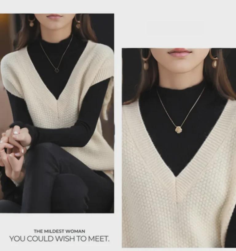 Chaleco de Punto Suave y Ceroso para Mujer - Primavera 2023 Chaleco Jersey Cuello en V para Primavera y Otoño