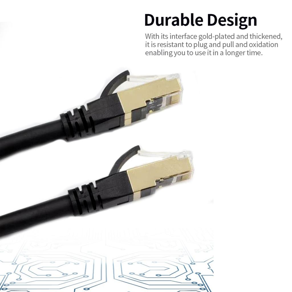 Cat8 Ethernet Cable High Speed Network Cable 40Gbps 2000Mhz  Shielded Twisted Pair  Gold Plated RJ45 Interface Black 3m