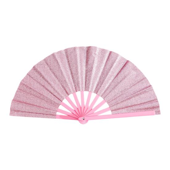 

Glitter Folding Fan Plastic Ribs Hand Held Fan Portable Summer Fan Decoration Dance Performance Props Party Accessories розовый