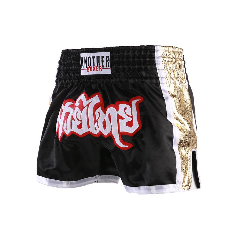 Muay Thai shorts high whip leg boxing pants side shiny leather craft martial arts team uniform cross-border Muay Thai training