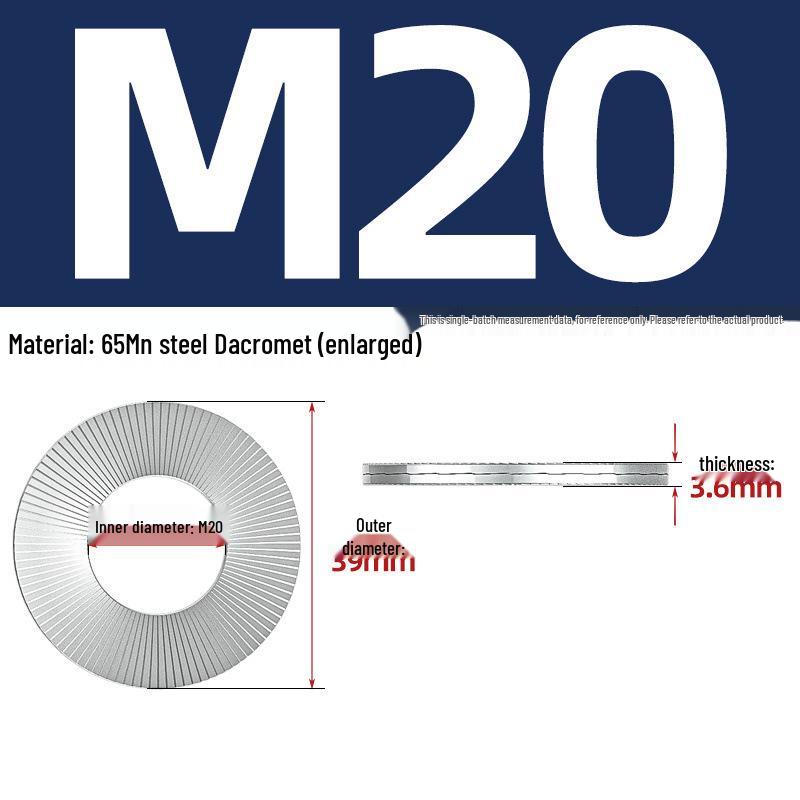 DIN25201 304 Stainless Steel Self-Locking Double Stack Washer, 65Mn Manganese Anti-Loosening, Double-Sided Tooth Layer.