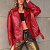 New women's PU leather jacket autumn and winter retro cycling motorcycle suit BF style women's leather jacket