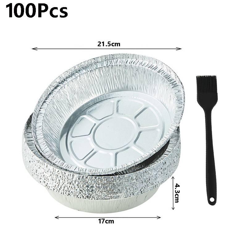 Disposable Circular Oil Proof Aluminum Foil Baking Tray Air Fryer Paper Non Stick Steaming Basket Kitchen Tool Barbecue Drip Pan