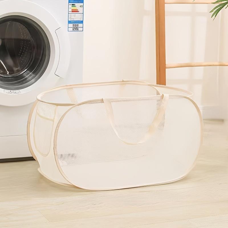 For Sturdy Mesh Laundry Hamper Basket Bag Pop up Basket with Side Pocket for Laundry Room Bathroom Kids Room College Dorm or Tra