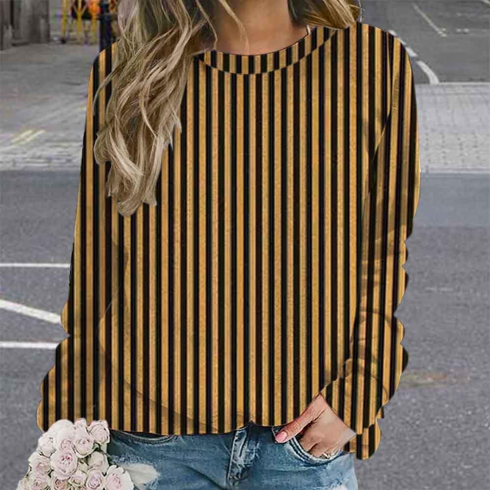 Gestreiftes Damen Langarm Herbst Minimalistisches Linien Top Design Sinn Frühling Herbst Locker Lässig