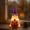 Ambient Autumn Night Lamp Ghost Light, Resin Figurine with Witch Hat Glowing Pumpkin Bucket, Warm Home Table Centerpiece LED Amber Lamp, Farmhouse