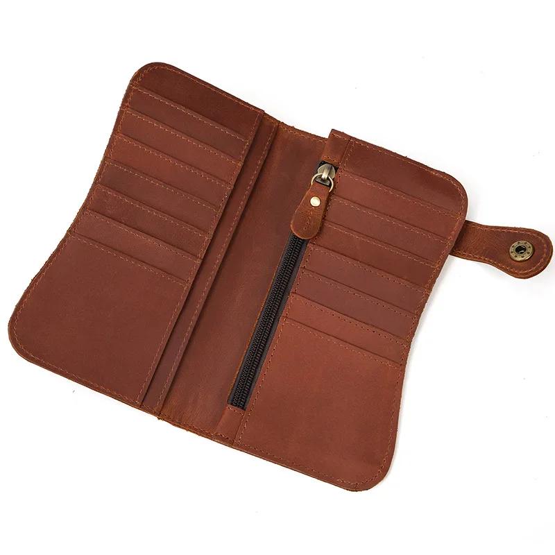 Genuine Leather Dragon Tiger Design Wallet Men Women Cow Leather Wallets Long Coin Purse Money Bag Organizer Cellphone Clutches