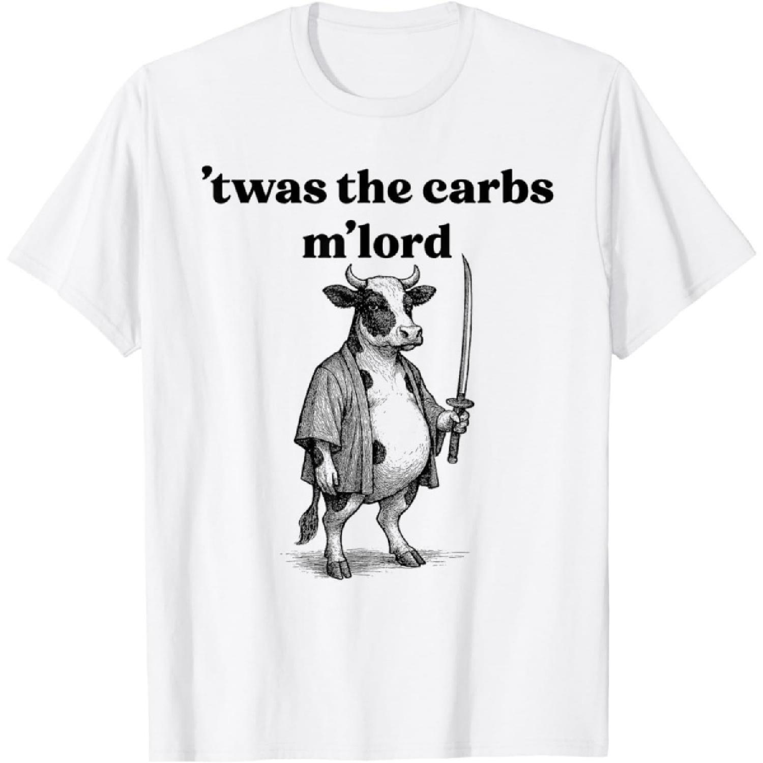Retro TWAS The Carbs M Lord Funny Cow Moo Meme T-Shirt S