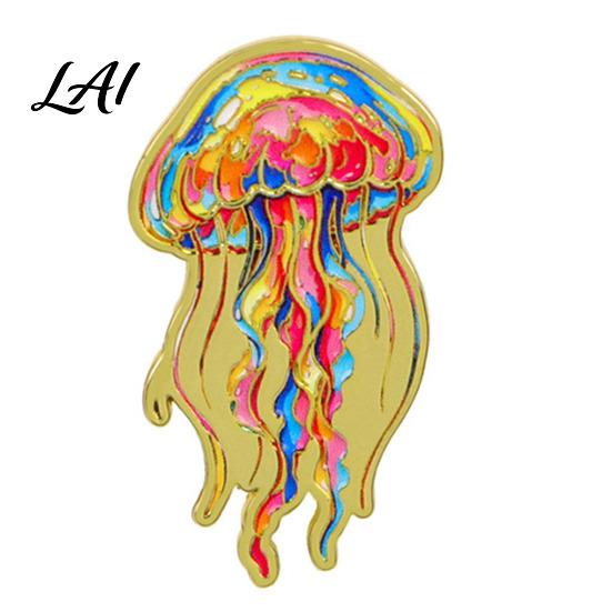 Ocean Life Enamel Pin Cartoon Sea Animal Metal Brooch Dolphin Whale Seahorse Octopus Brooch Badge Pin Hats Bags Scarves Clothes Decorative Accessory