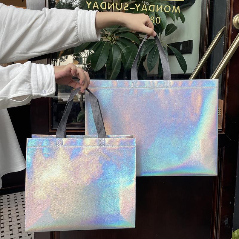 Eco-Friendly Silver Laser Non-Woven Women's Shopping Gift Bags