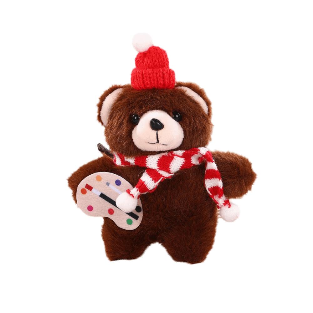 With scarf Christmas Bear Plush Toy Cartoon Animal Bear Plush Dolls Schoolbag Ornaments