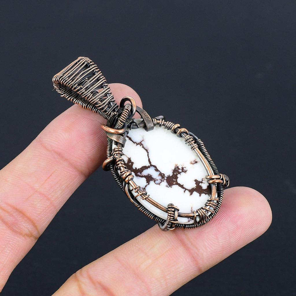 White Coral 999 Copper Wire Wrapped Pendant, Handmade Gemstone Pendant Jewelry, Gifts For Wife Brand New Pendant