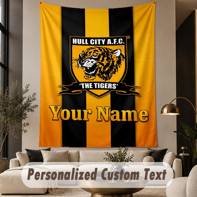 Custom Text Tapestry Hull City Print Wall Tapestry Indoor Living Room Wall Decor