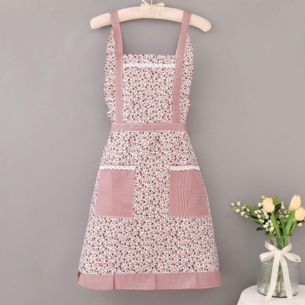 New Adjustable Print Apron Cotton Waterproof Cooking Accessory Extended Anti-wear Korean Dress