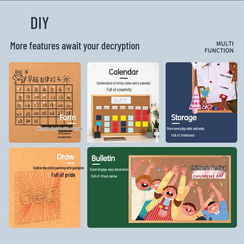 Deli 40x60cm Wooden Frame Cork Board