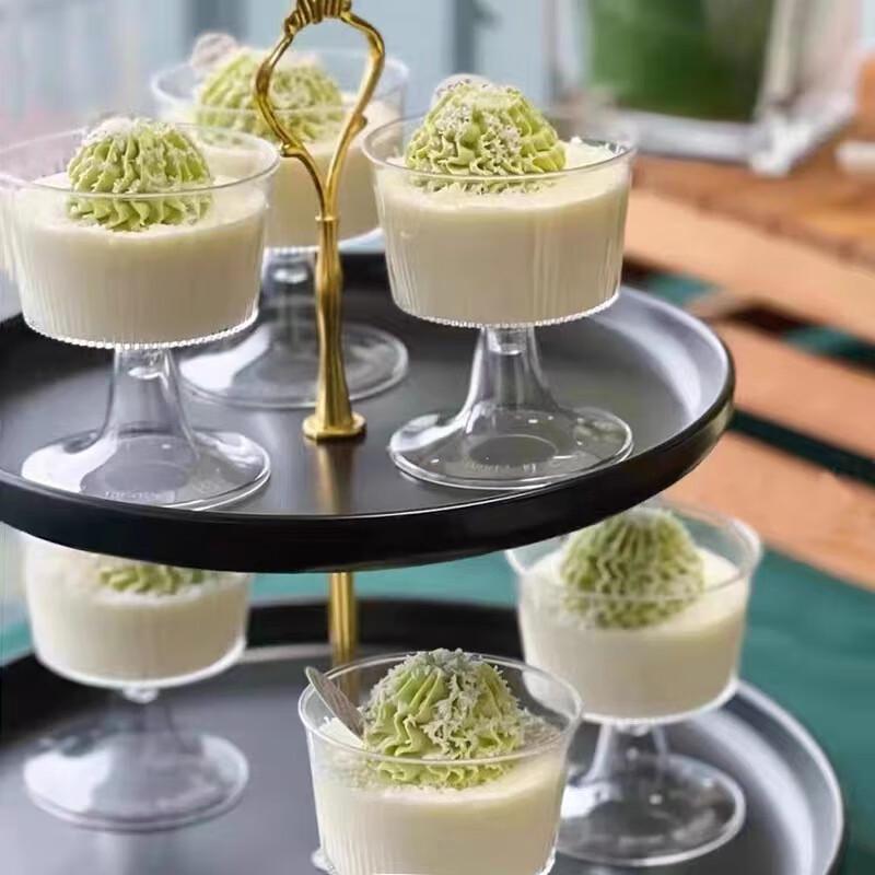 Pabei Disposable Plastic Stemmed Dessert Cups, 100ml