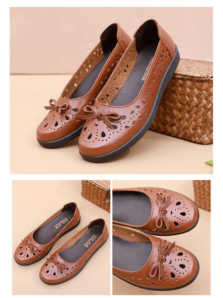 Spring Soft Sole Leather Sandals | Non-Slip Breathable Flats for Women & Seniors