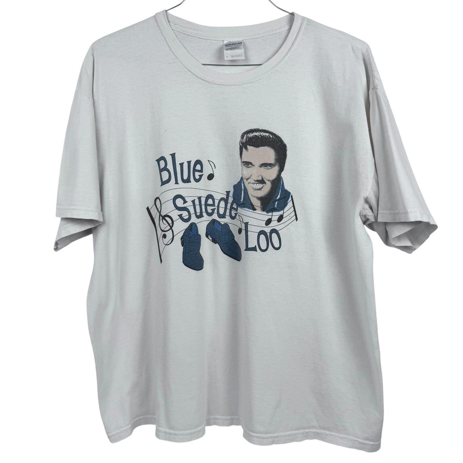 VTG Elvis Presley Blue Suede Shoes Graphic T-Shirt Cotton Men s XL L
