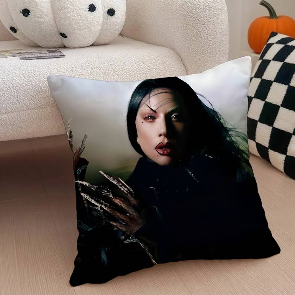 Singer L-Lady Gaga Mayhem Pillow Case Anti-dustmite Pillowcase Invisible Zipper Silky Short Plush Sofa Cushion Cover
