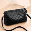 Genuine Leather Rhombus Shoulder Bag Women, Simple Casual Soft Leather Bag Women'S Solid Color Cowhide Messenger Bag