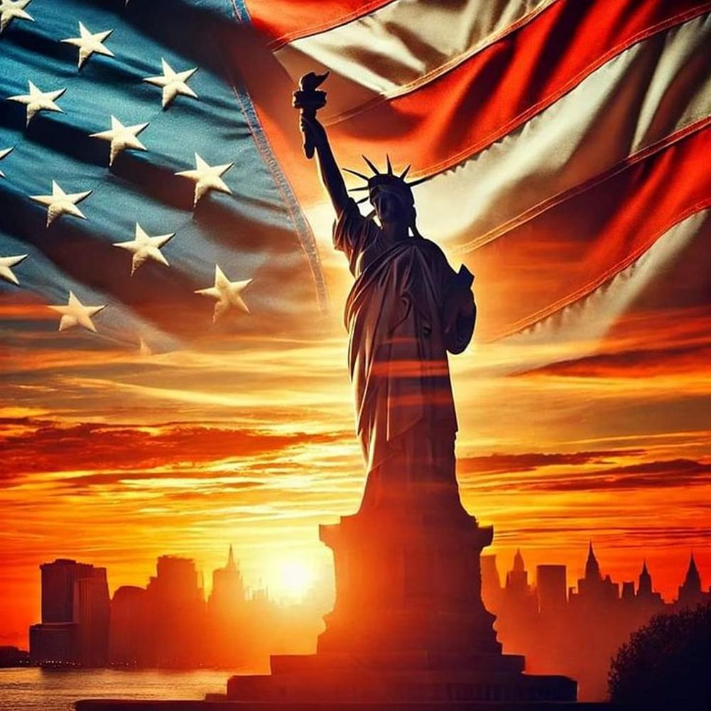 

40x40cm Independence Day Statue 5D DIY Full Drill Round Diamond Painting Kit China Mainland