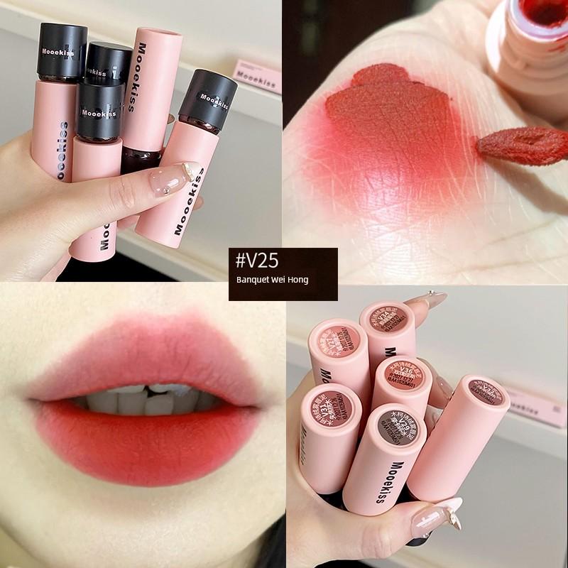 New Color Listing! Mooekiss Mukoshi Lip Mud Matte Finish Lip Lacquer No Stain on Cup V27 V29 V25