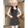 Gray polka dot camisole dress women's summer new pre-spring temperament casual women's waist suspender skirt vest skirt