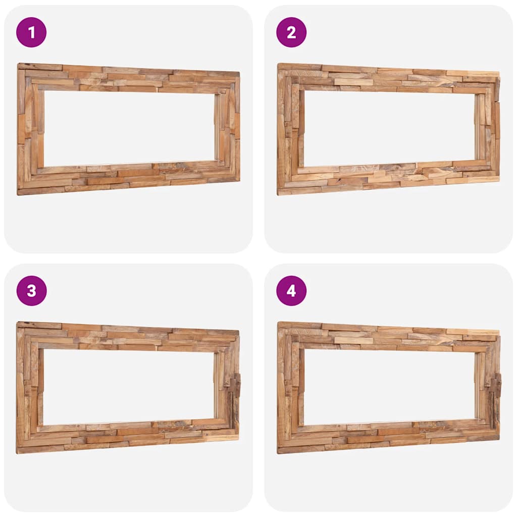 Decorative Teak Mirror 120 x 60 cm Rectangular