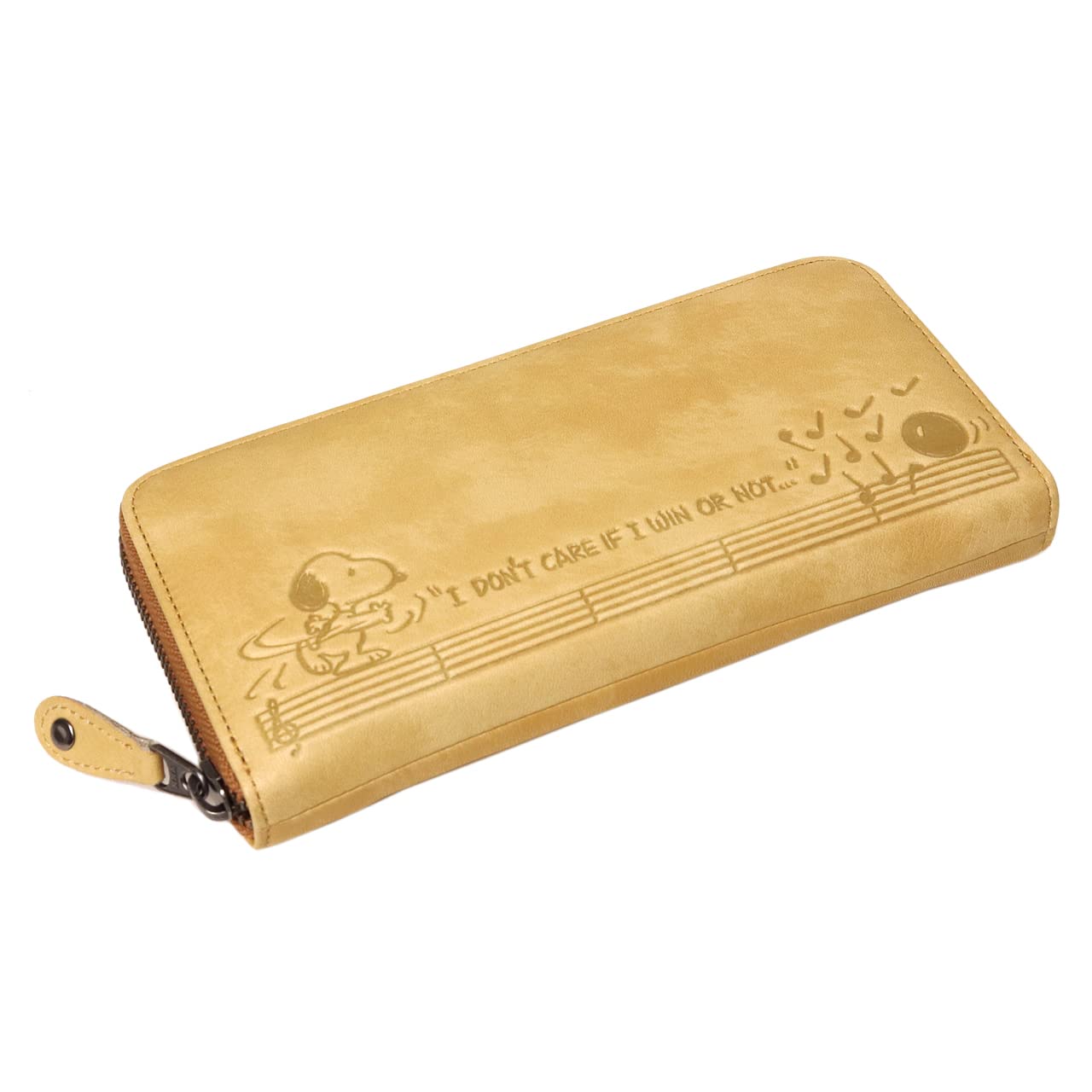 

73282 Long Wallet Round Zipper Embossed Genuine Leather Camel [Snoopy] Women s